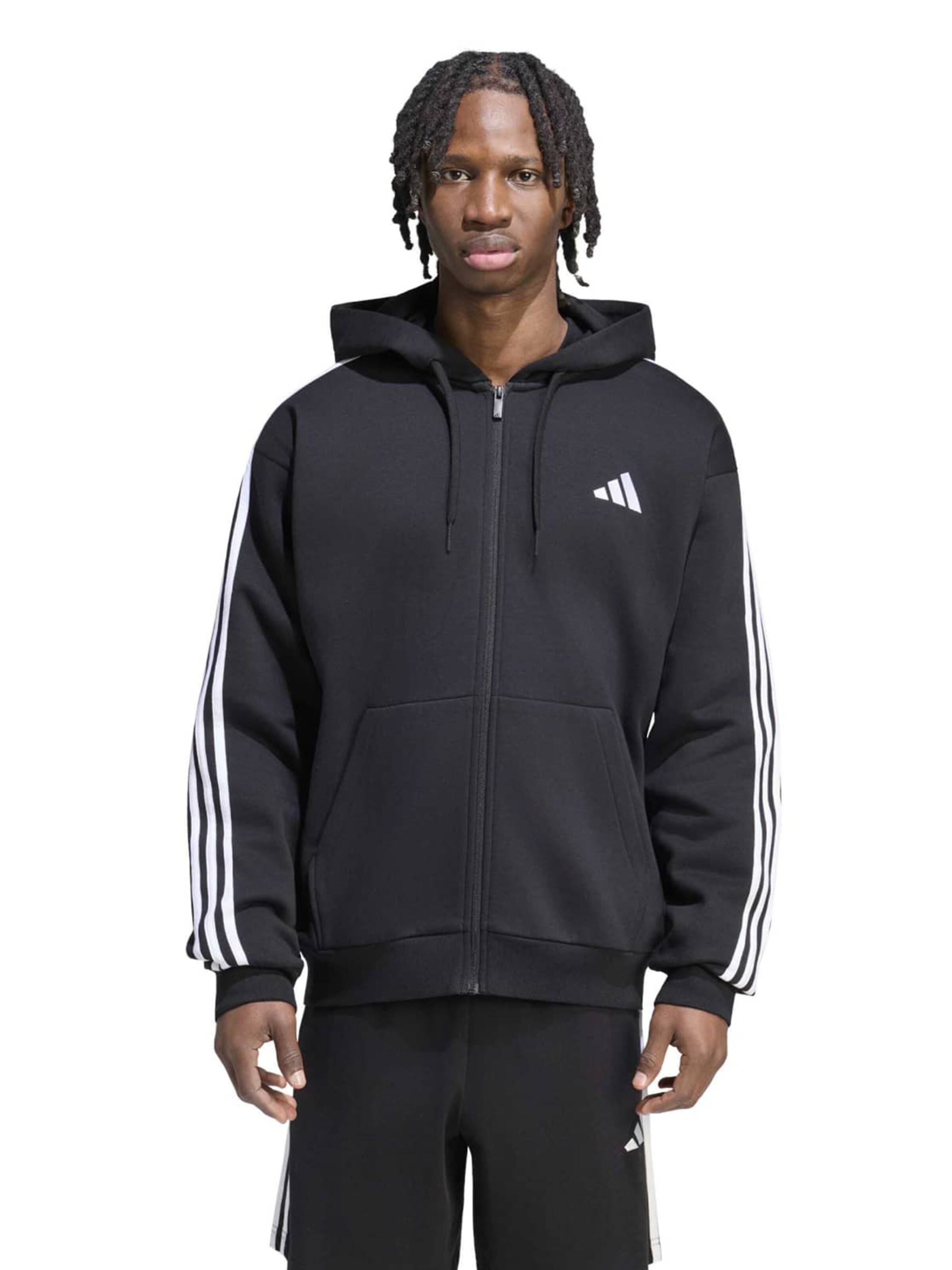 ADIDAS SPORTSWEAR - Casaco de treino em moletão em preto: frente