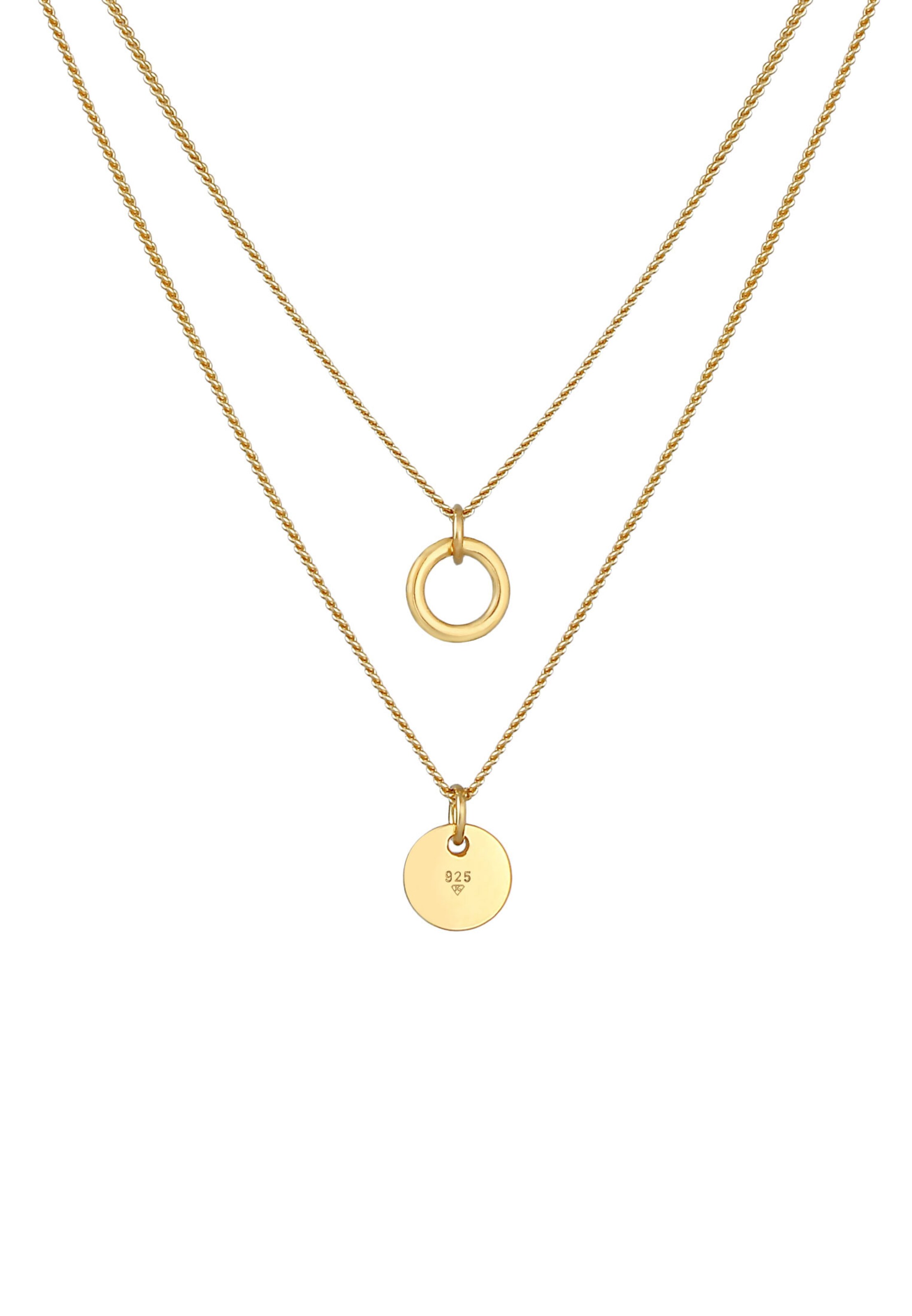 Frauen Schmuck ELLI Halskette Geo, Kreis, Layer in Gold - XJ60259
