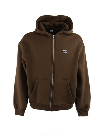 HEFTYKA Zip-Up Hoodie in Brown: front
