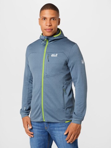 JACK WOLFSKIN Athletic Fleece Jacket 'Hydro Grid' in Grey: front