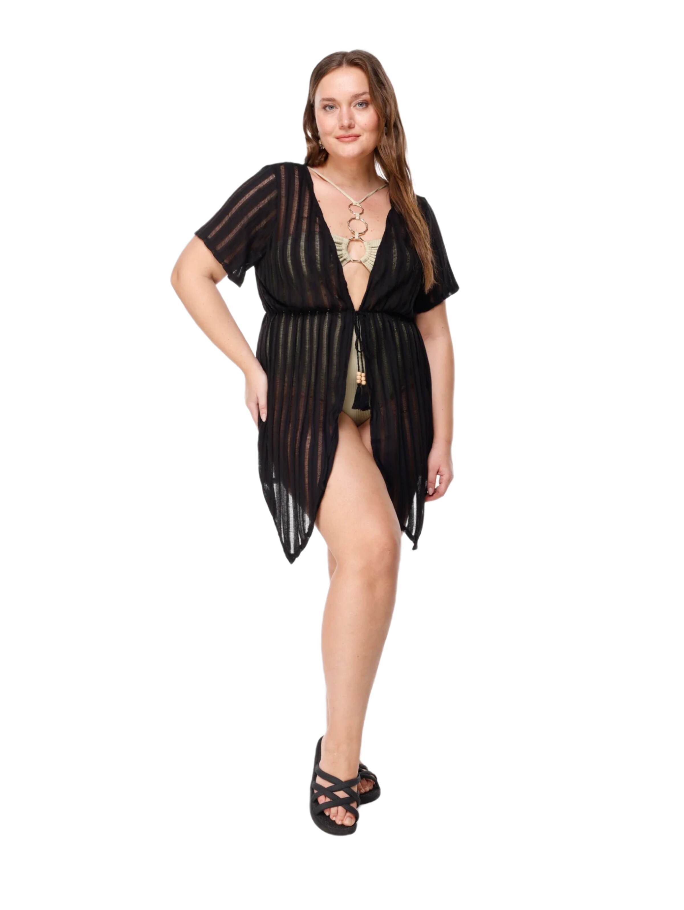 Shape Of You Kimono in Zwart: voorkant