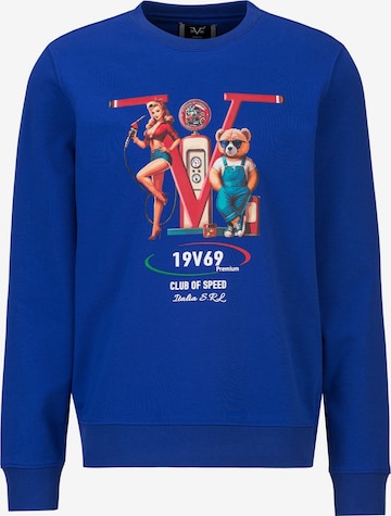 19V69 ITALIA Sweatshirt 'Nico Racing' in Blue: front