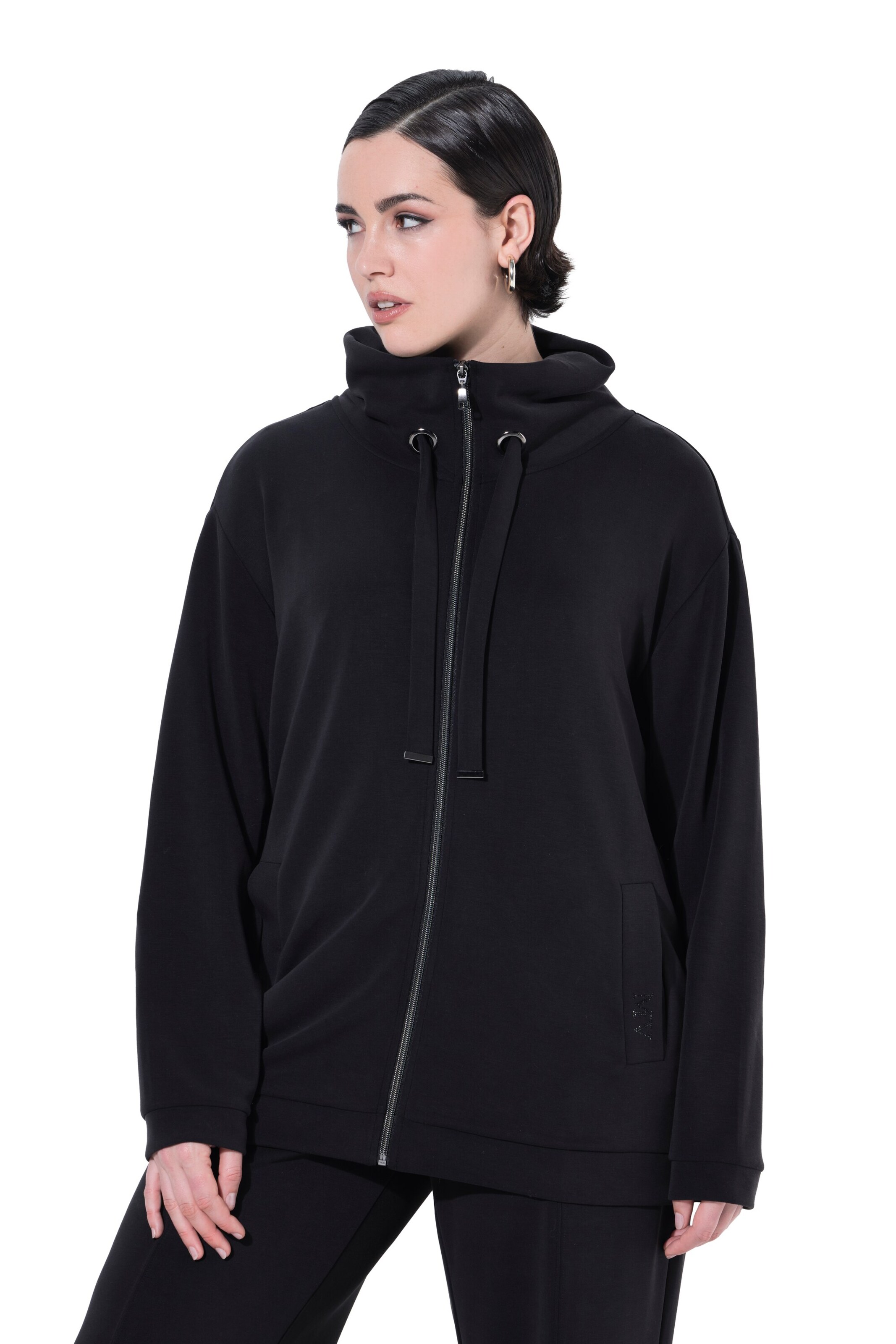 Veste de survêtement Ulla Popken en noir : devant