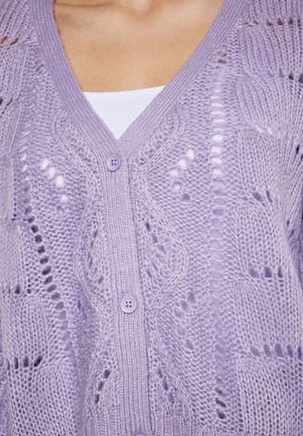 swirly Knit Cardigan in Purple