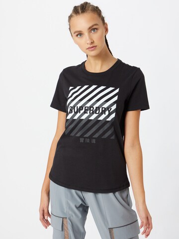 melns Superdry Sporta krekls: no priekšpuses