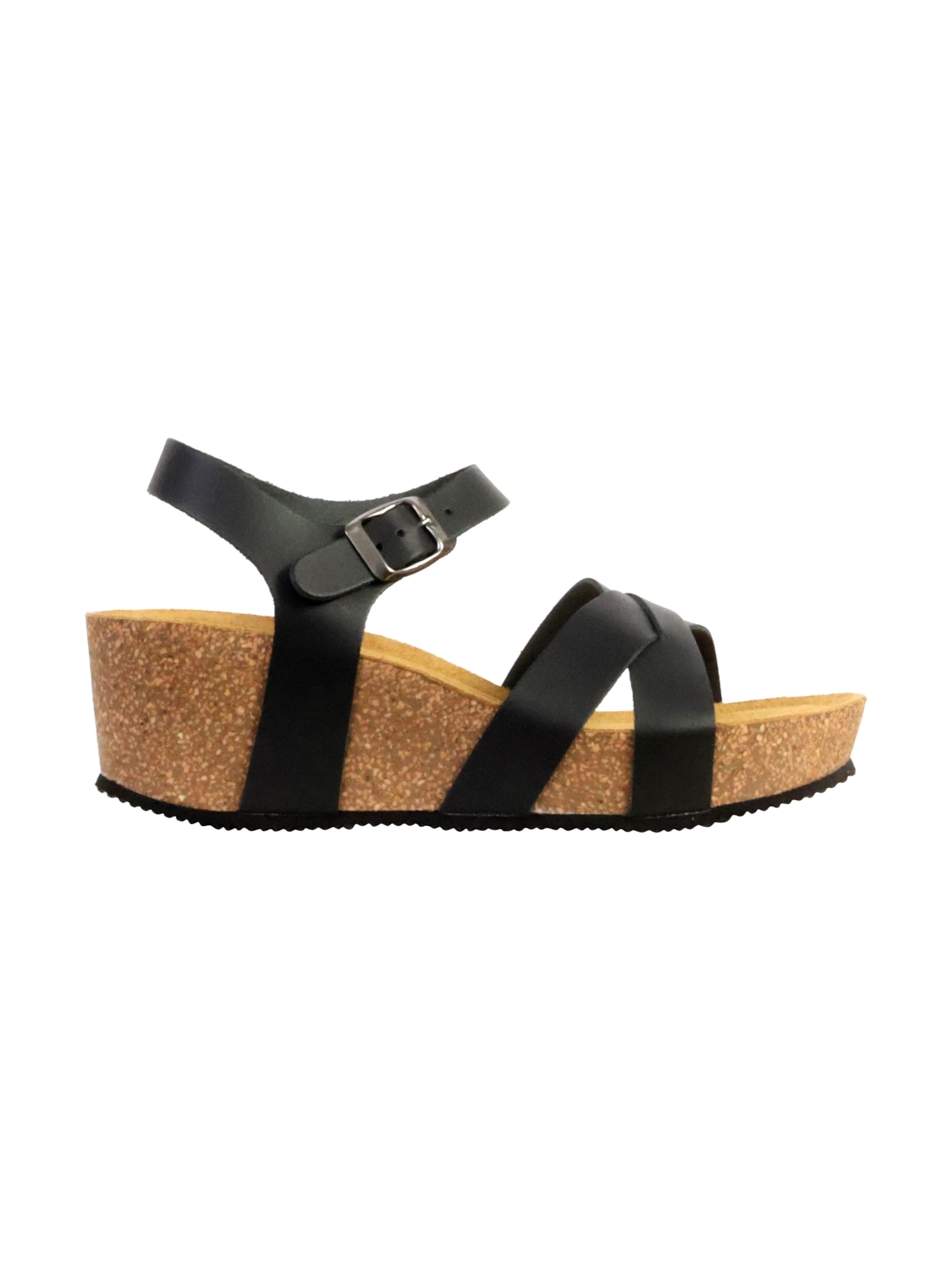 The Divine Factory Sandale 'Noga Ety Edge Ledersandalen mit Keilabsatz'‌‌ in Schwarz: Vorderseite