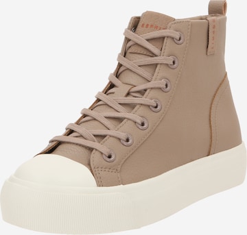 ESPRIT Sneakers hoog in Bruin: voorkant