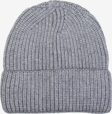 styleBREAKER Mütze 'Feinstrick Beanie Mütze mit Krempe' in Grau: Vorderseite