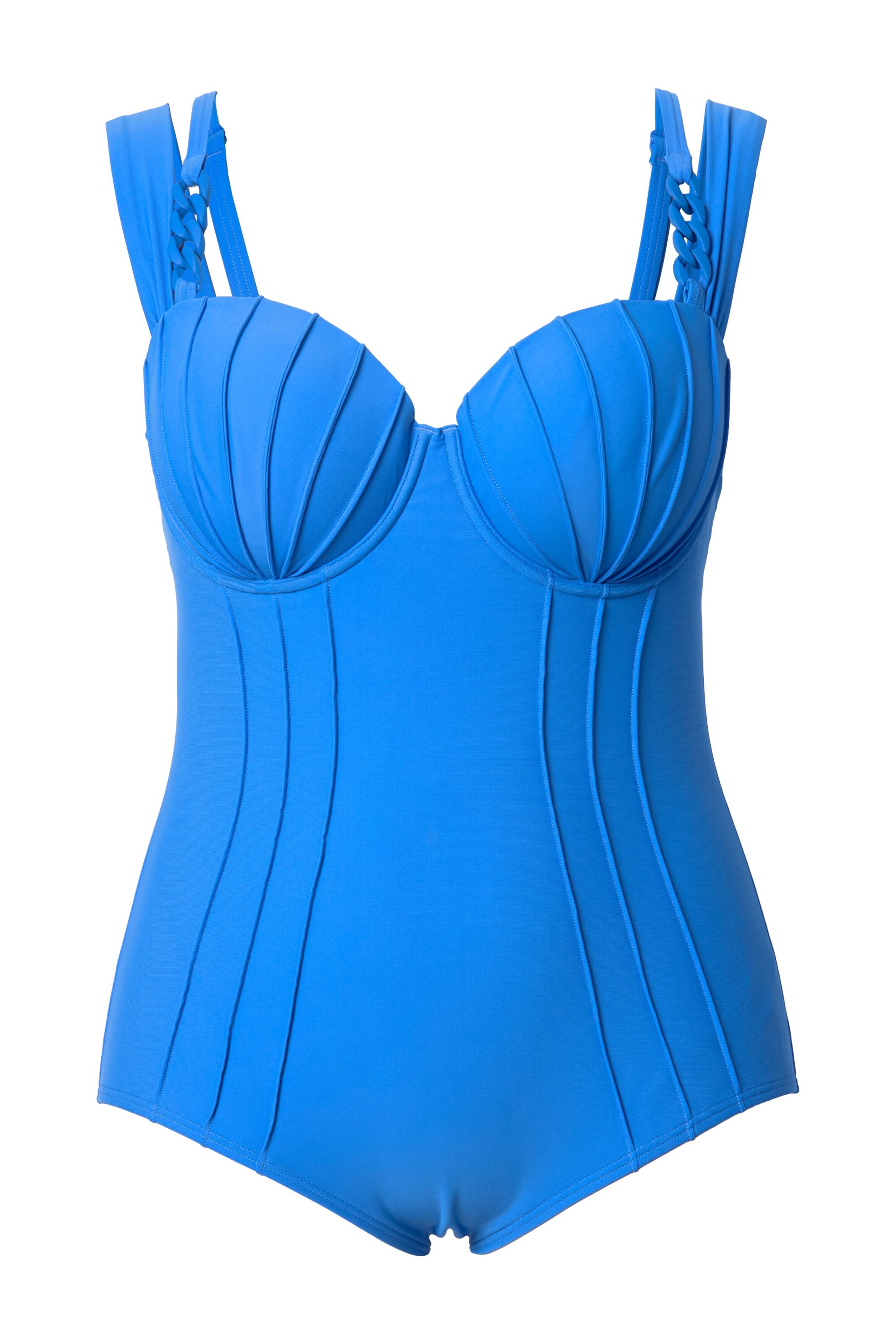 Ulla Popken Balconette Badpak in Blauw: voorkant