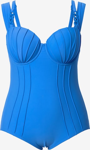 Ulla Popken Balconette Swimsuit in Blue: front