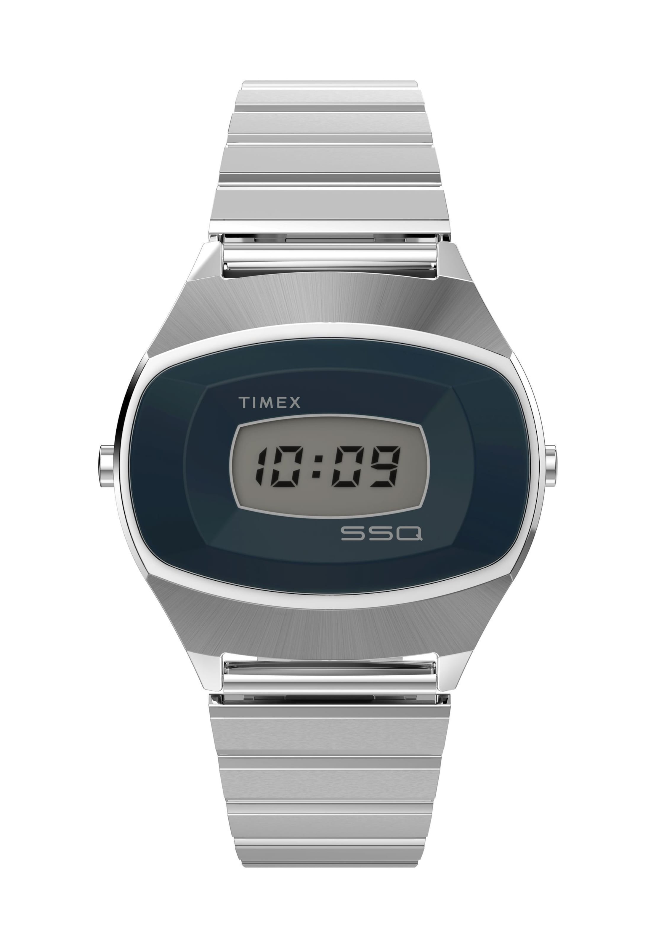 TIMEX Digitalur i sølv: forside