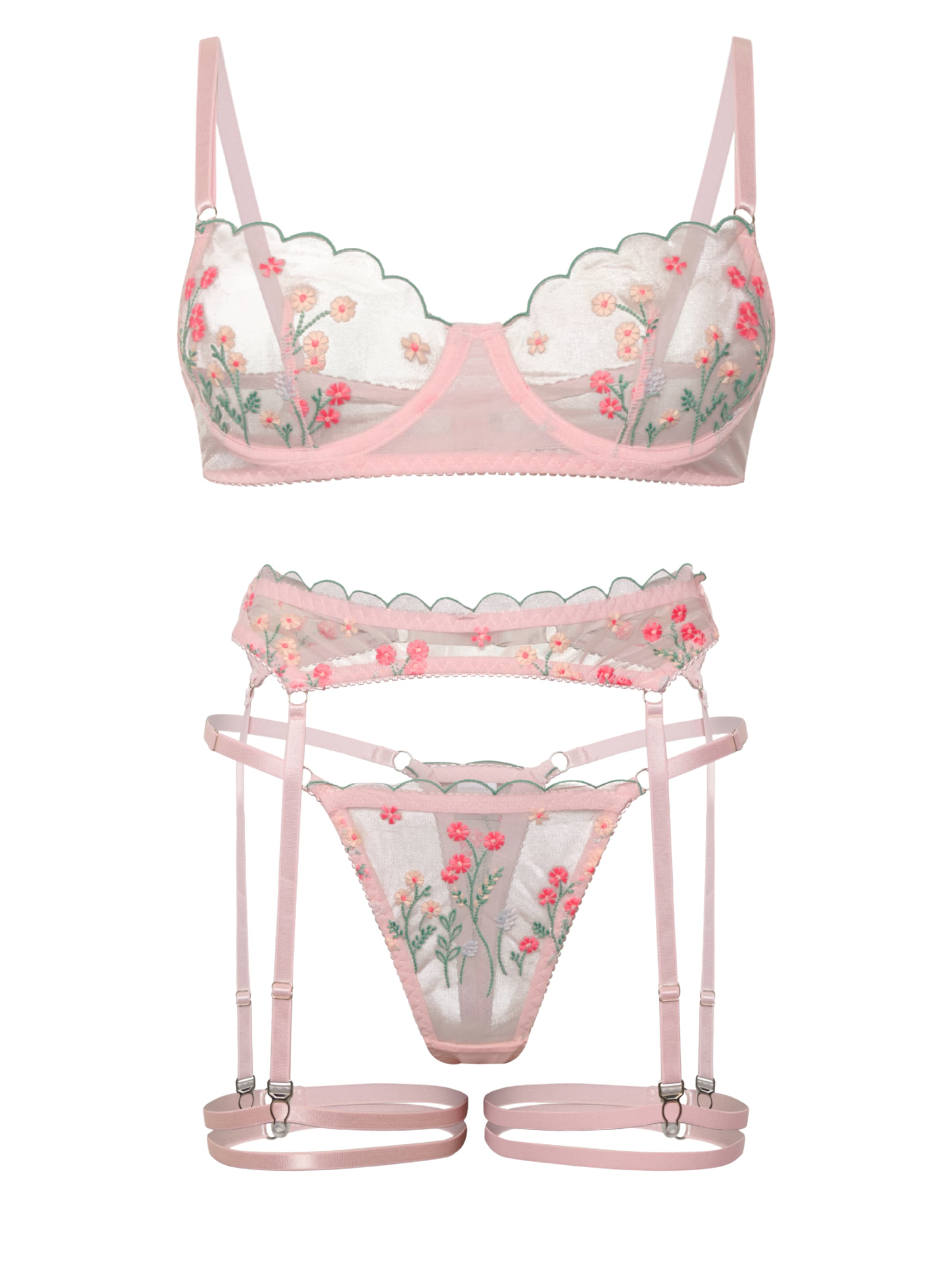 Orchibelle Bralette Underwear Sets in Pink: front