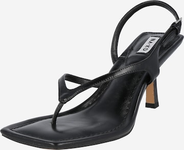 NA-KD T-Bar Sandals in Black: front