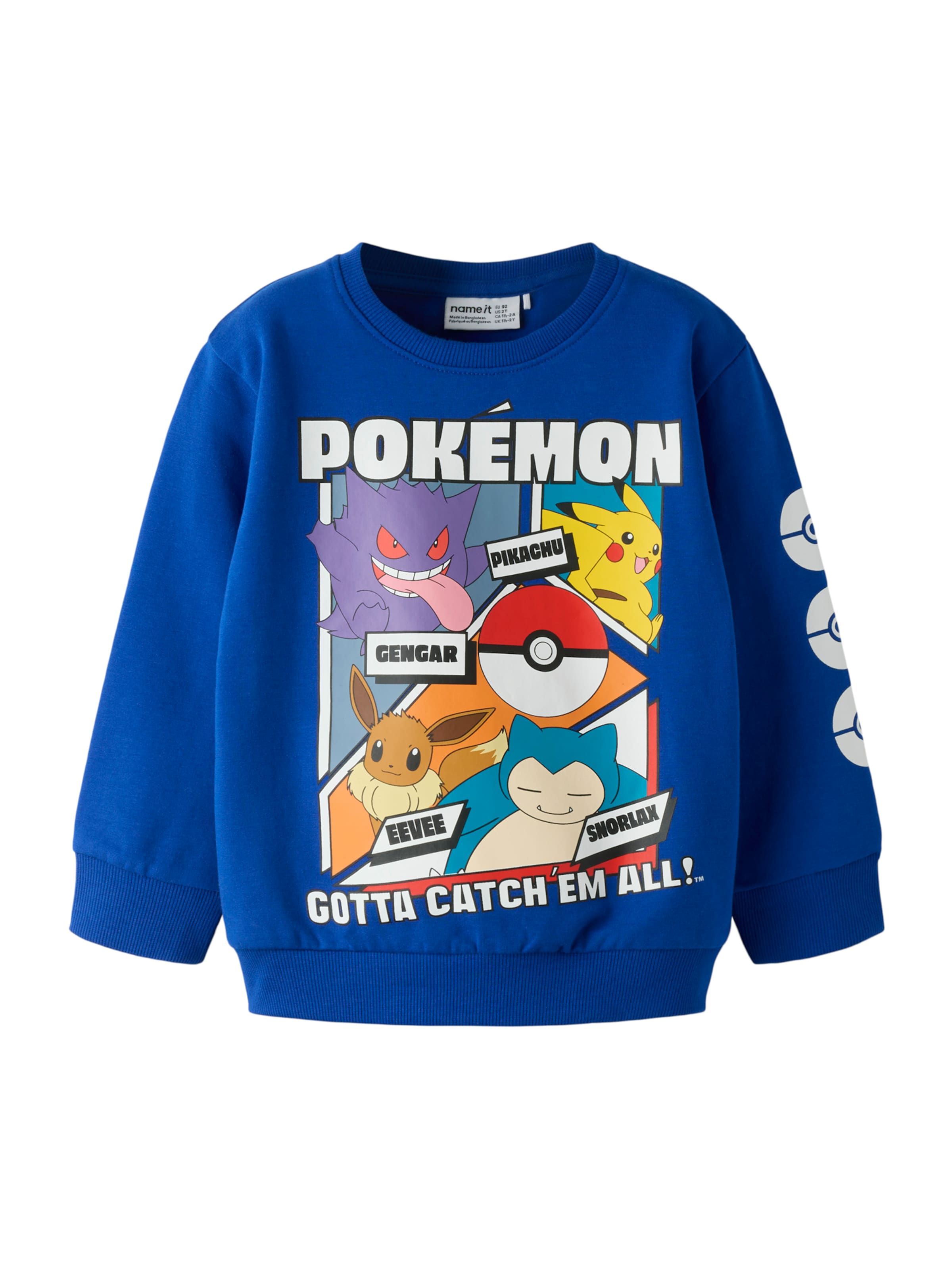NAME IT Sweatshirt 'NMMSIBO POKEMON' in 92 in de kleur Blauw / Oranje / Rood / Wit, Productweergave