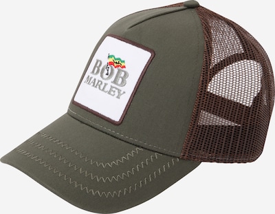Kepurė 'Bob Marley' iš AMPLIFIED, spalva – šokolado spalva / žalia / nefrito spalva / balta, Prekių apžvalga