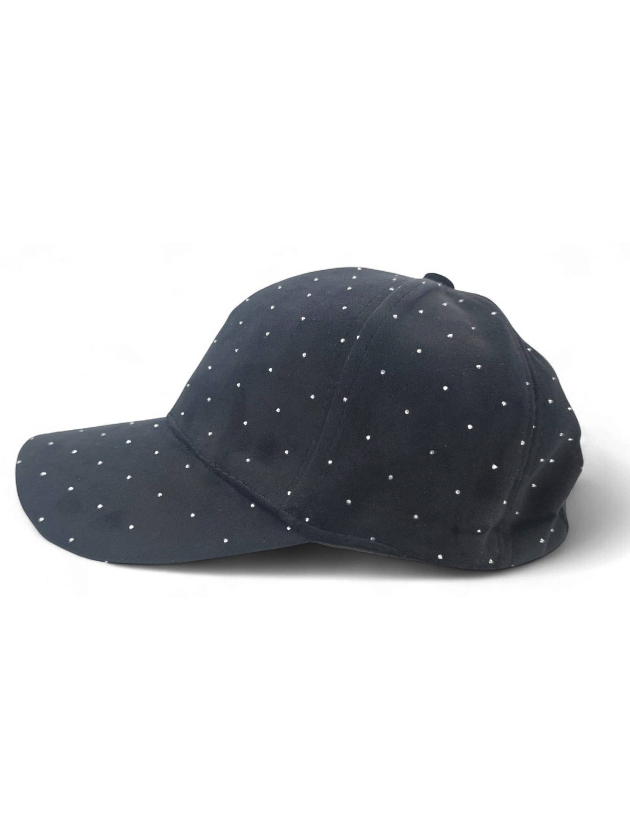 styleBREAKER Cap 'Samt Baseball Cap mit Strass' in Black