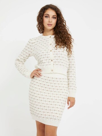 GUESS Knit Cardigan in White: front