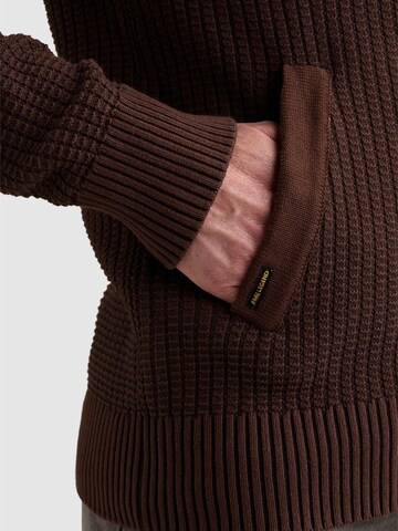 PME Legend Knit cardigan 'Cardigan with zipper closure and flight pocket' in Brown