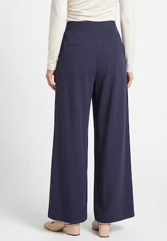 usha WHITE LABEL Wide leg Bandplooibroek in Blauw