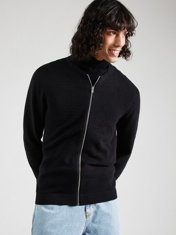 JACK & JONES - Sudadera con cremallera 'OTTO' en negro: frente