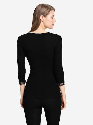 Hanro Shirt ' Woolen Lace ' in Zwart