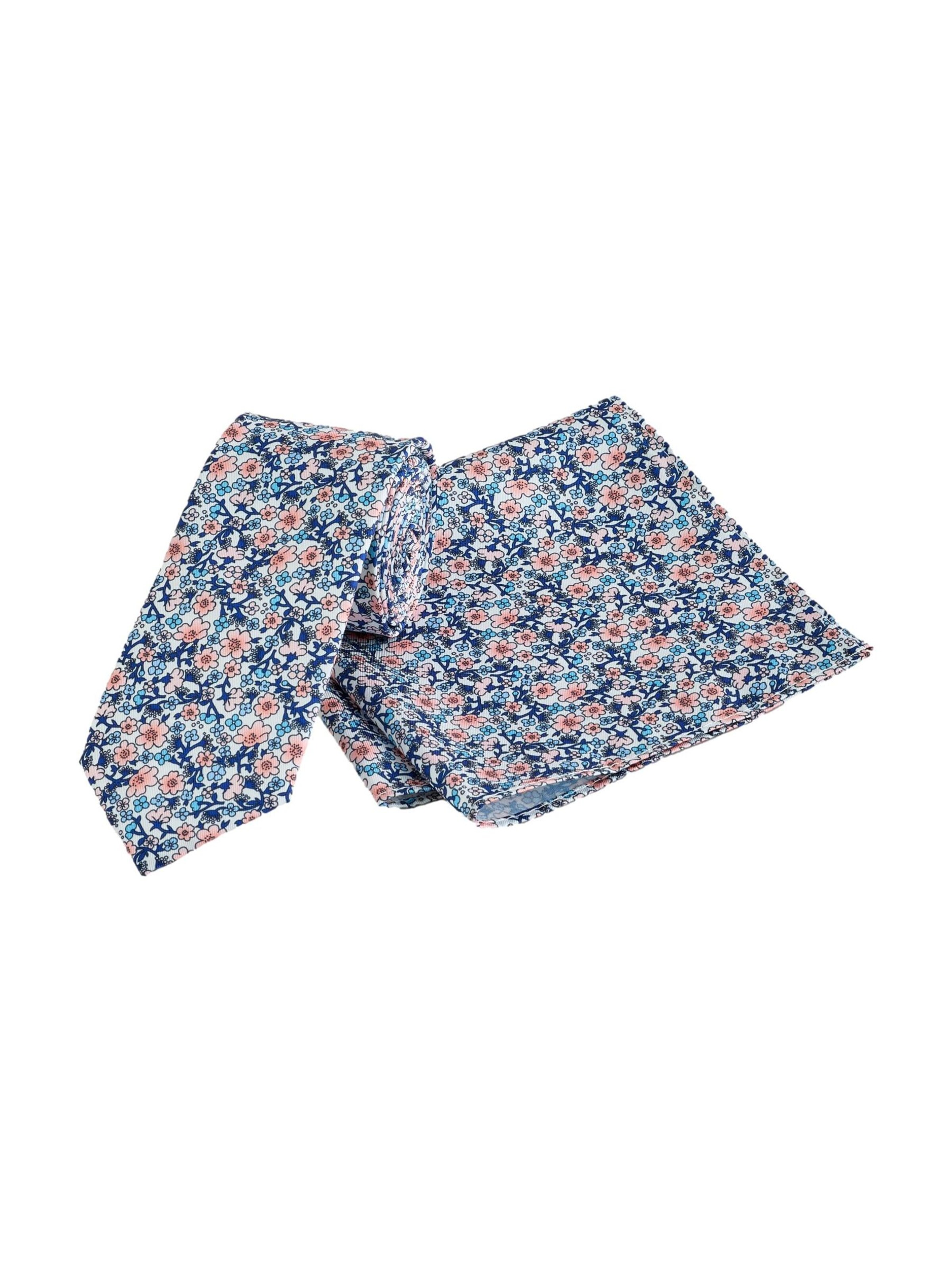 Next Set: Krawatte und Einstecktuch in One Size in navy / hellblau / rosa / weiß, Produktansicht