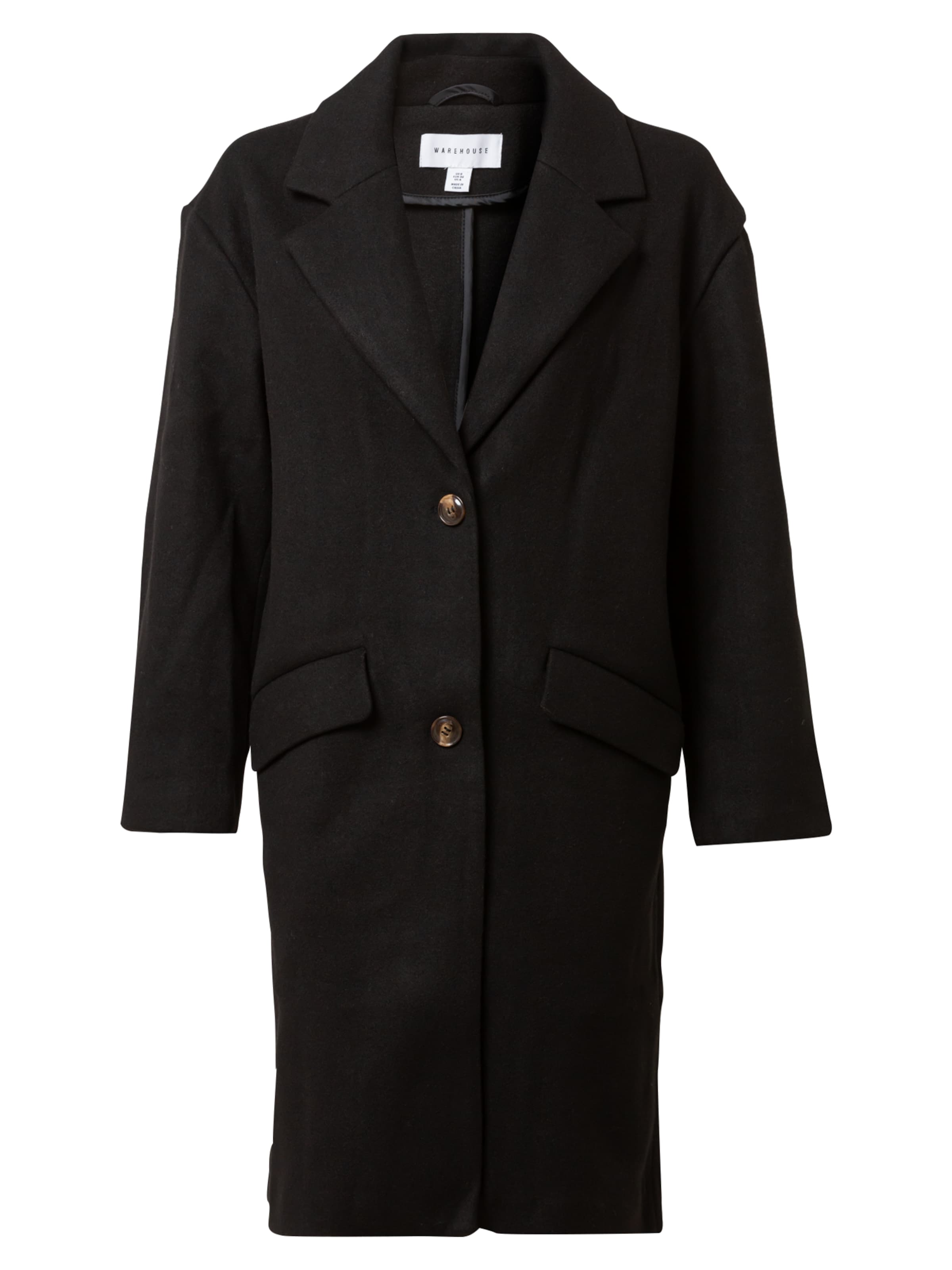 Warehouse Between-seasons coat in Black: front