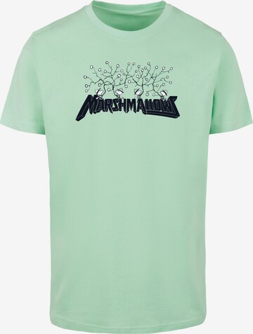 Merchcode Shirt 'Peanuts - Marshmallows' in Green: front
