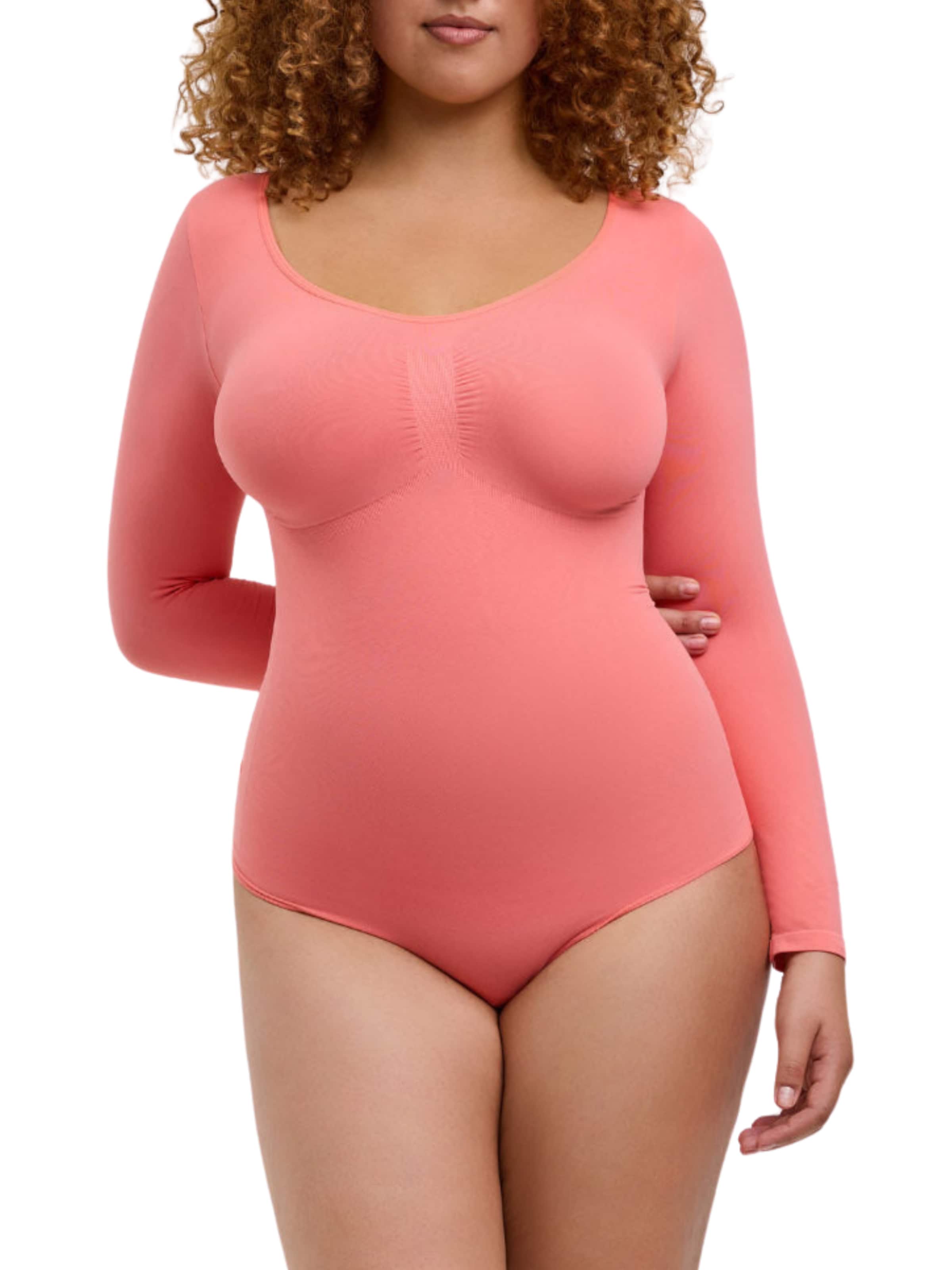 cfab (formerly creamy fabrics) Shaping Bodysuit 'Bodysuit Sculpting Shapewear Longsleeve mit Slip' in Orange: front