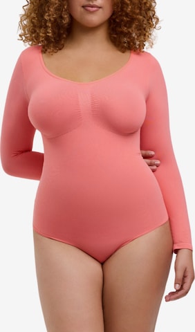 cfab (formerly creamy fabrics) Shaping Bodysuit 'Bodysuit Sculpting Shapewear Longsleeve mit Slip' in Orange: front