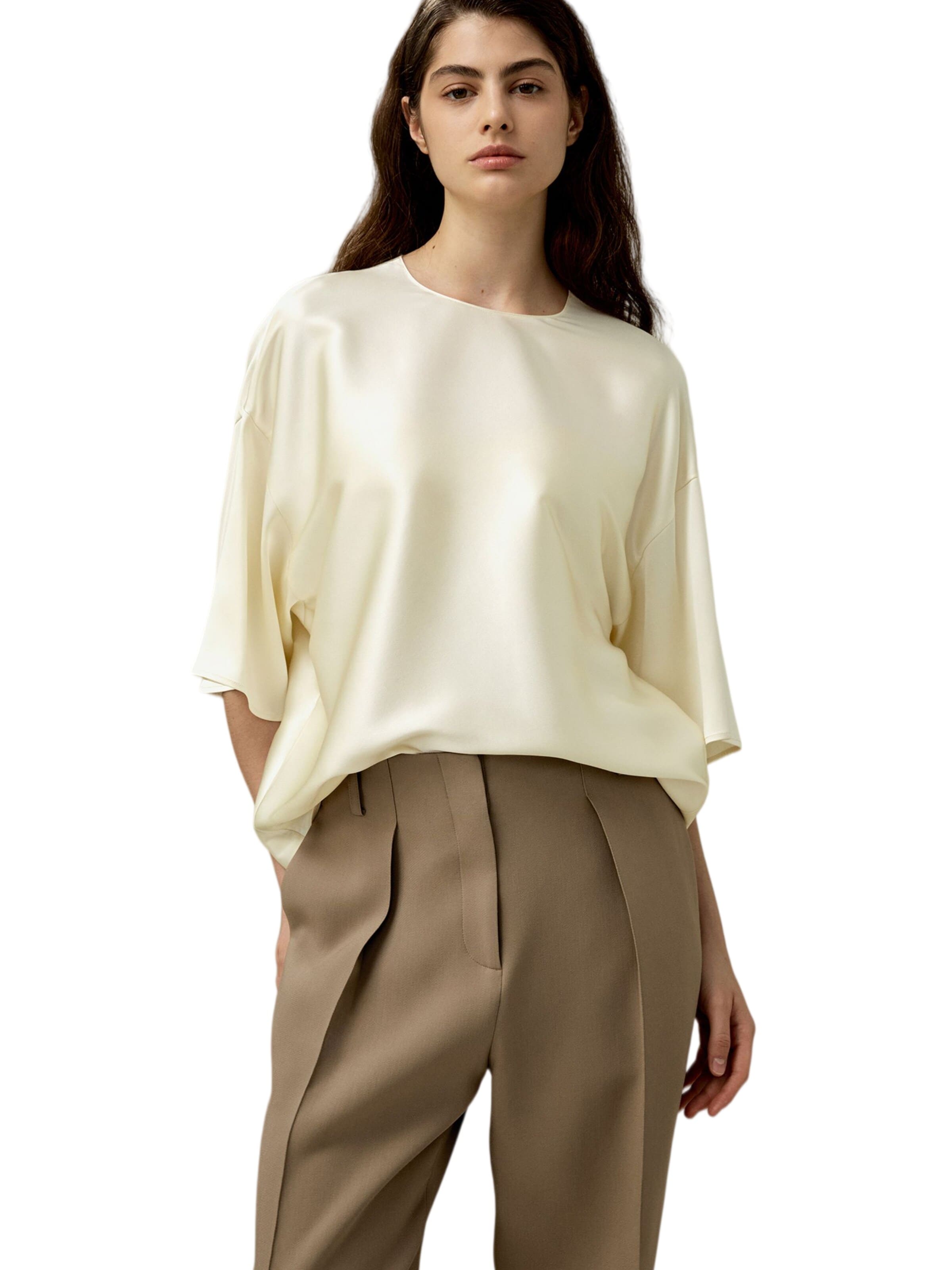 Camicia da donna 'LILYSILK Lässige Rundhals Seide Bluse' di Lilysilk in bianco: frontale