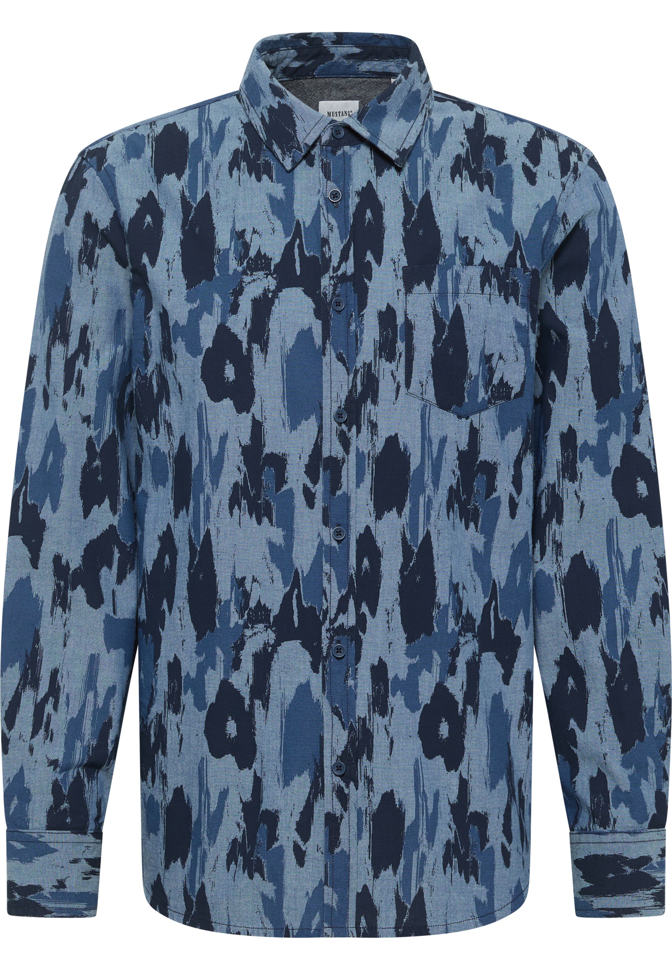 MUSTANG Comfort fit Button Up Shirt in Blue: front