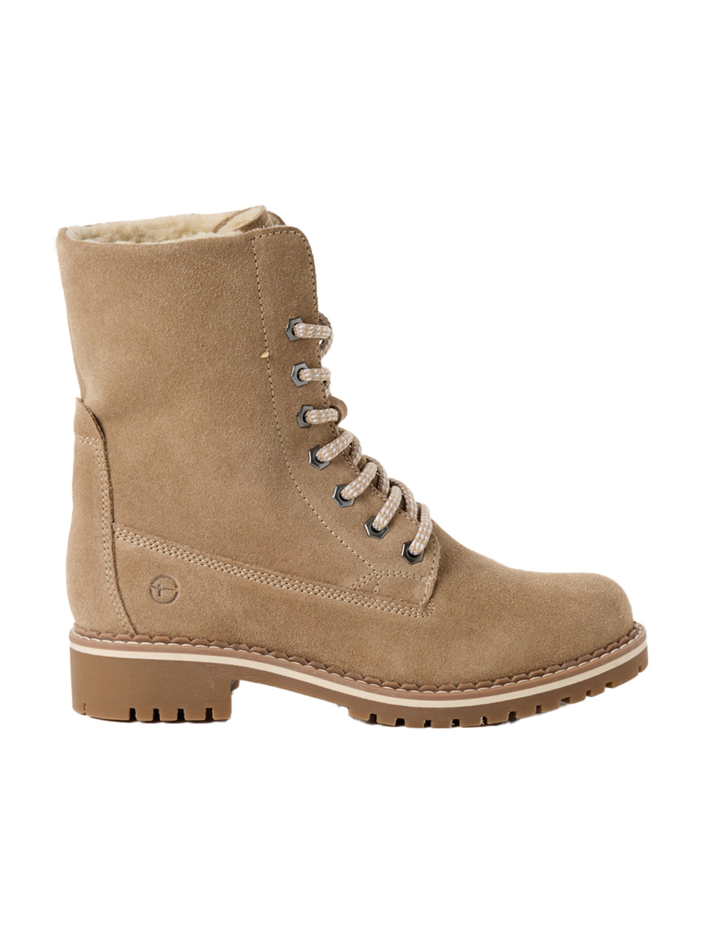 Tamaris Lace-Up Ankle Boots in Beige