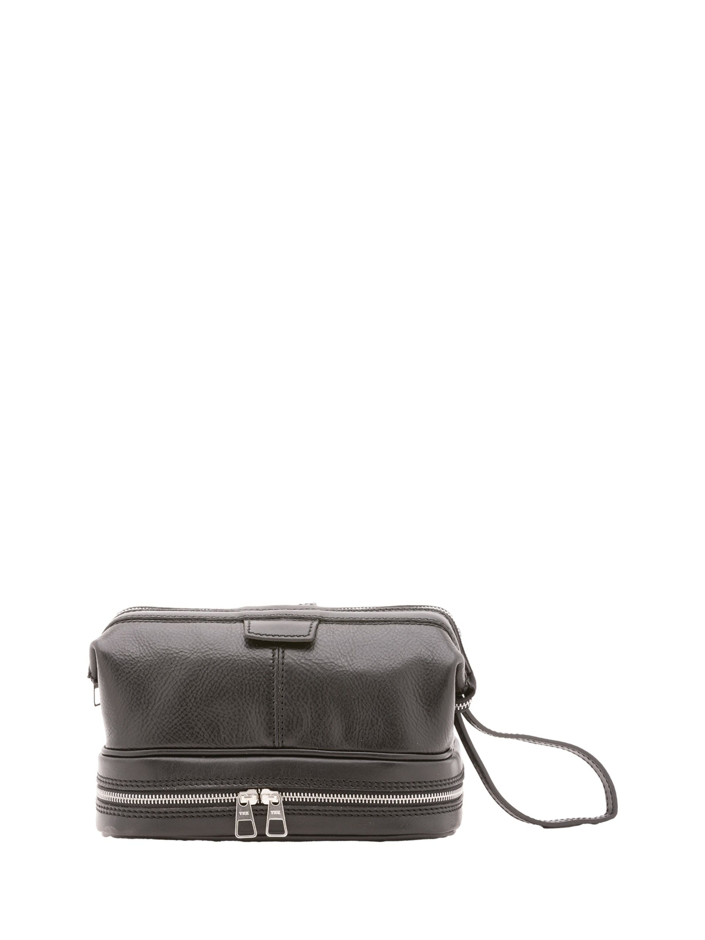 Pochette 'Pochette Unisex Vera Pelle con Zip - Made in Italy' di Chiara Ferretti in nero: frontale