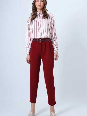 Trend Alaçatı Stili Tapered Bandplooibroek in Rood
