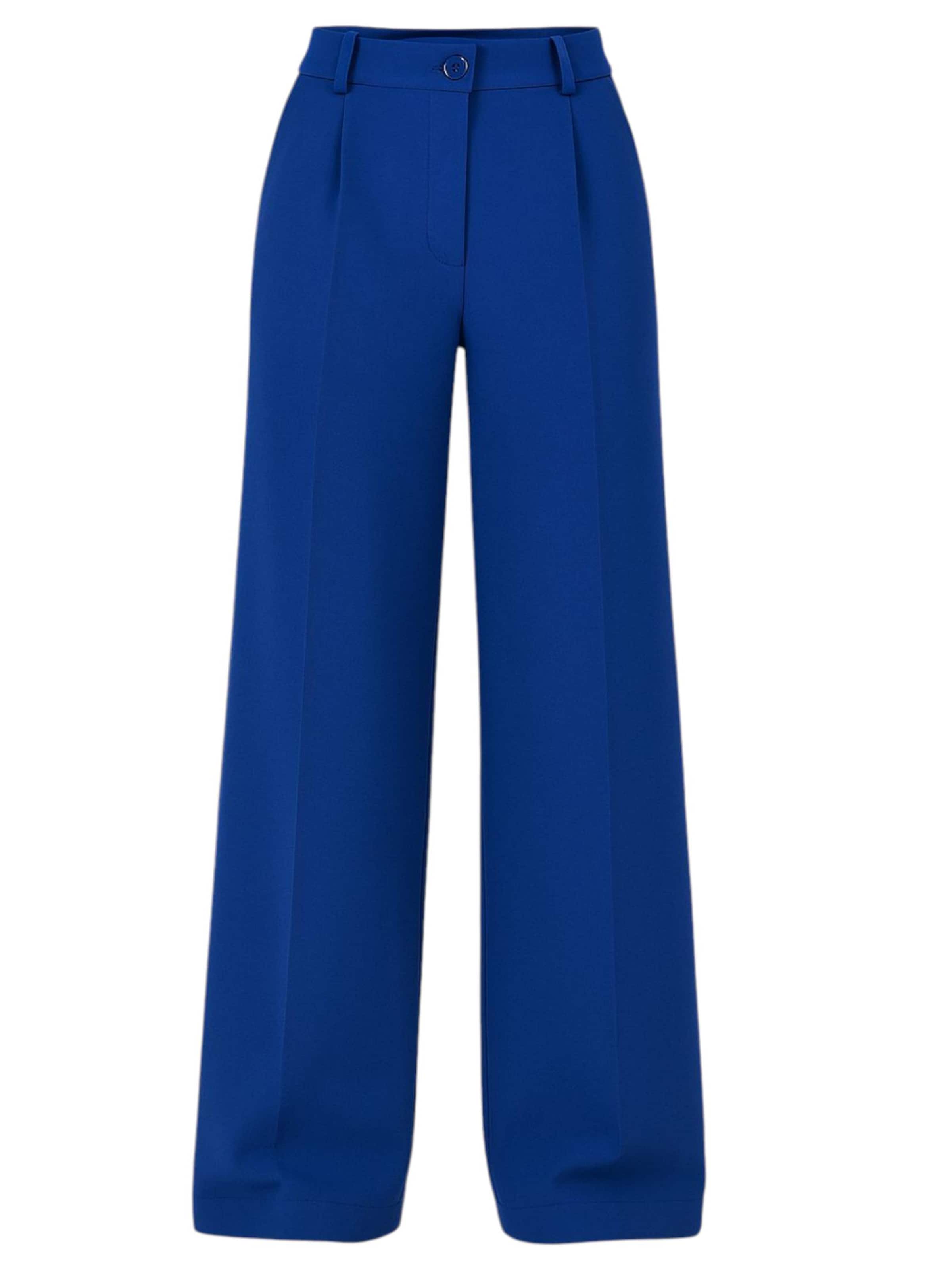 fashionshowcase Wide leg Bandplooibroek 'Seyra' in Blauw: voorkant