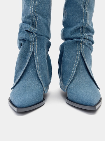 Pull&Bear Kovbojské boty – modrá