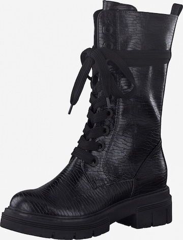 MARCO TOZZI Škornji z vezalkami | črna barva: sprednja stran