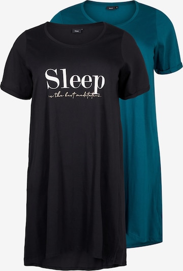 Camicia da notte 'Mally' Zizzi di colore petrolio / nero / bianco, Visualizzazione prodotti