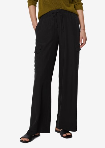 Marc O'Polo Wide leg Cargo Pants in Black: front