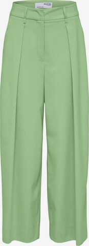 SELECTED FEMME - Pierna ancha Pantalón de pinzas 'Charlotte' en verde: frente