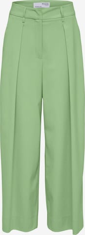 Wide Leg Pantalon à plis 'Charlotte' SELECTED FEMME en vert : devant