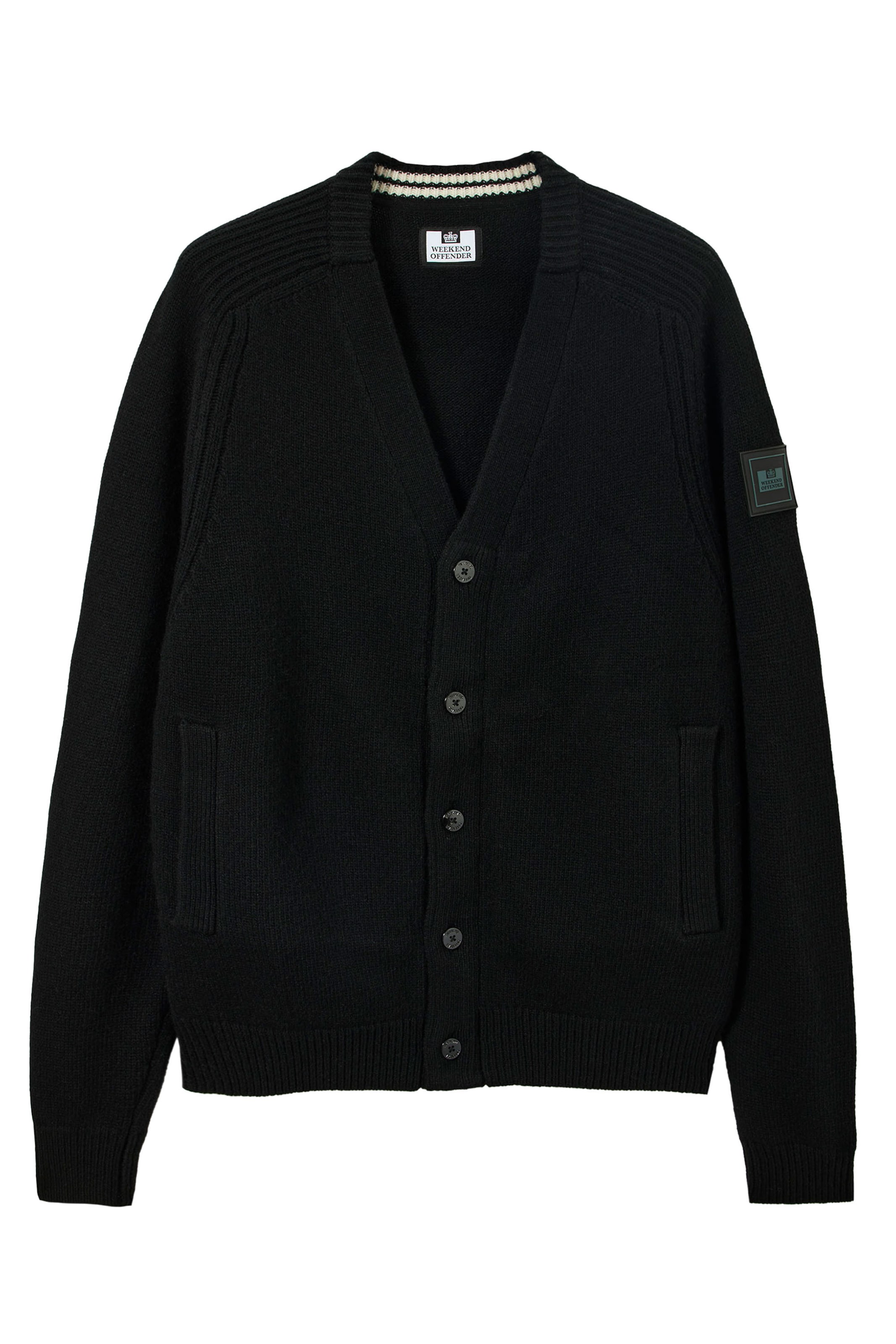 Weekend Offender Strickjacke 'LAUDA WOOL RICH' in Schwarz: Vorderseite