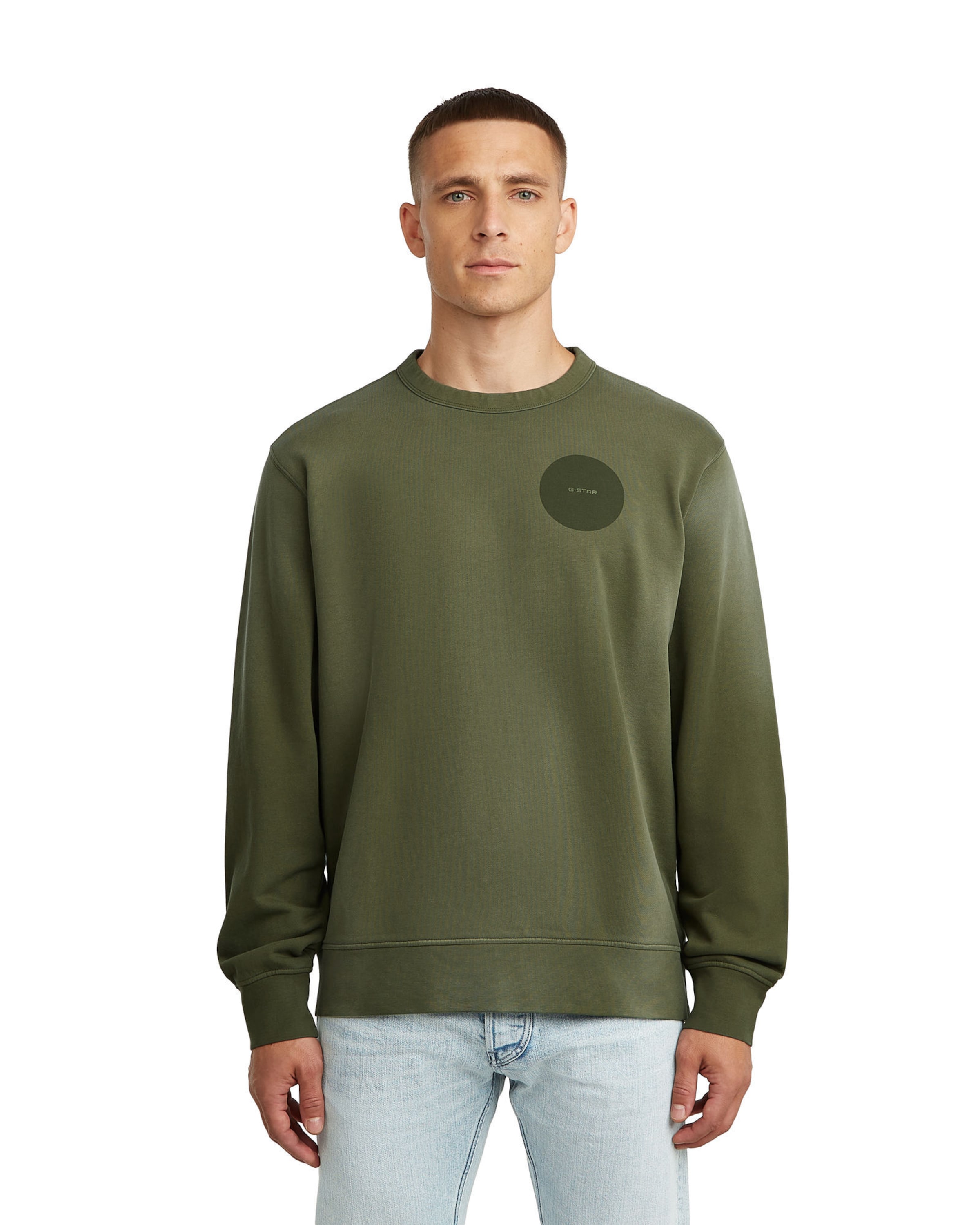 G-STAR Sweater - 'Sunfaded Sweater' in Grün: Vorderseite