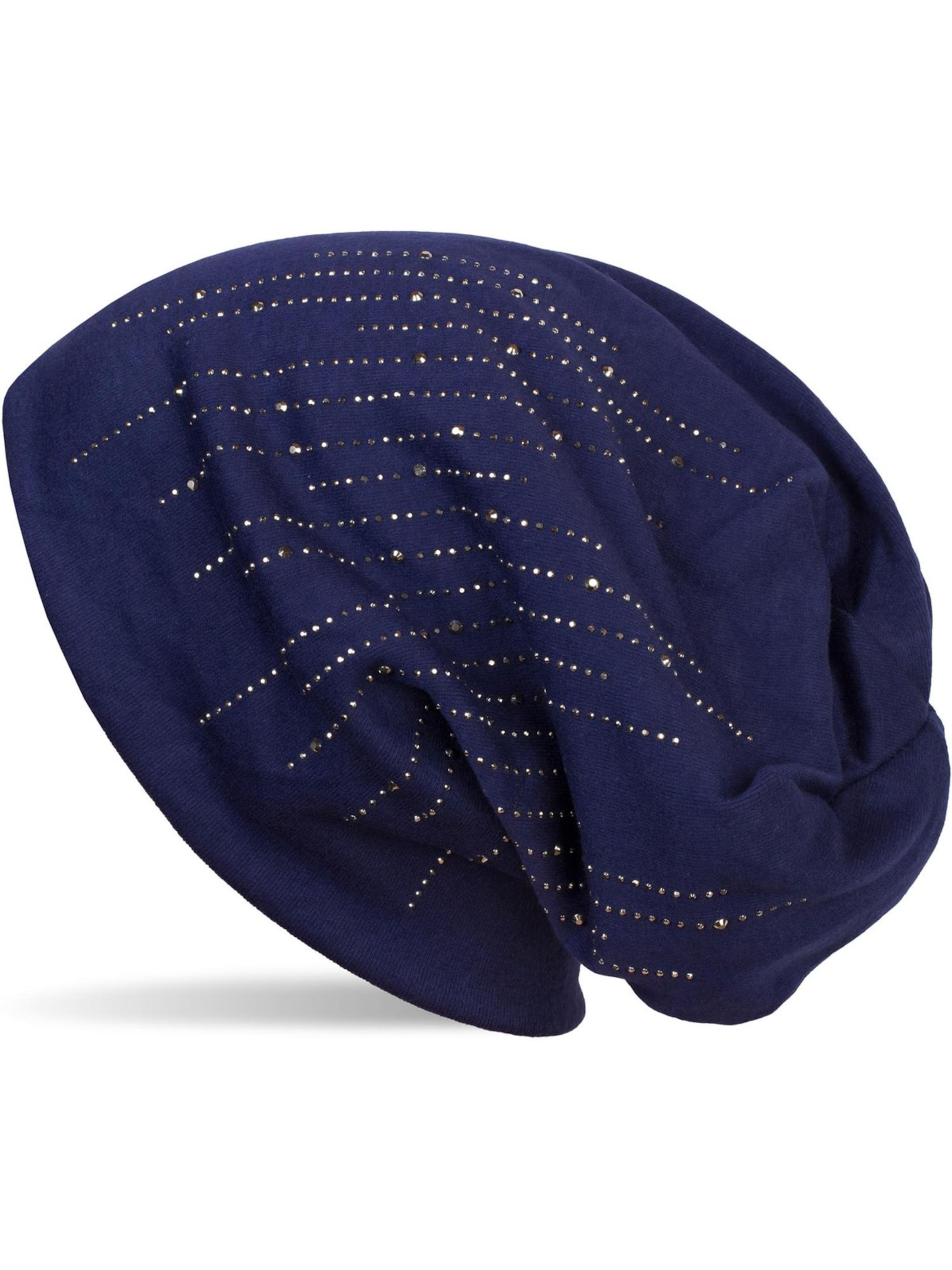 styleBREAKER Mütze 'Beanie mit Strass Streifen'‌‌‌‌ in Blau: Vorderseite