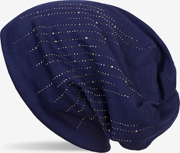 styleBREAKER Mütze 'Beanie mit Strass Streifen' in Blau: Vorderseite