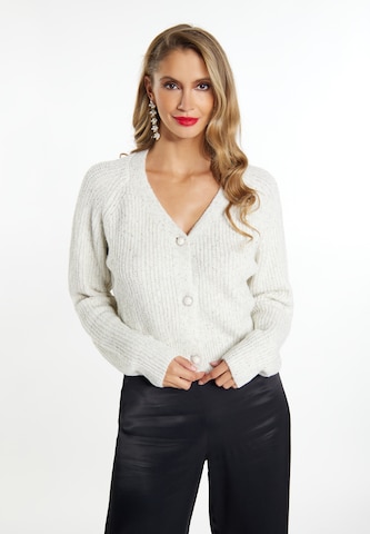 faina Knit Cardigan in White: front