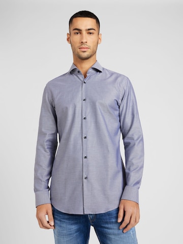 HUGO - Slim Fit Camisa 'Kason' em azul: frente