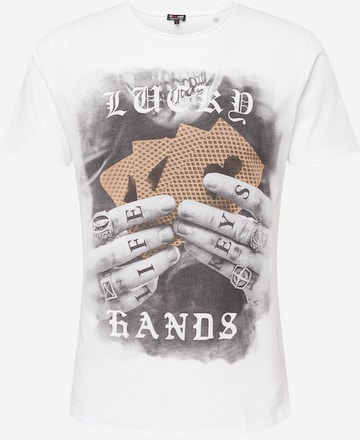 Key Largo - Camisa 'LUCKY HANDS' em branco: frente