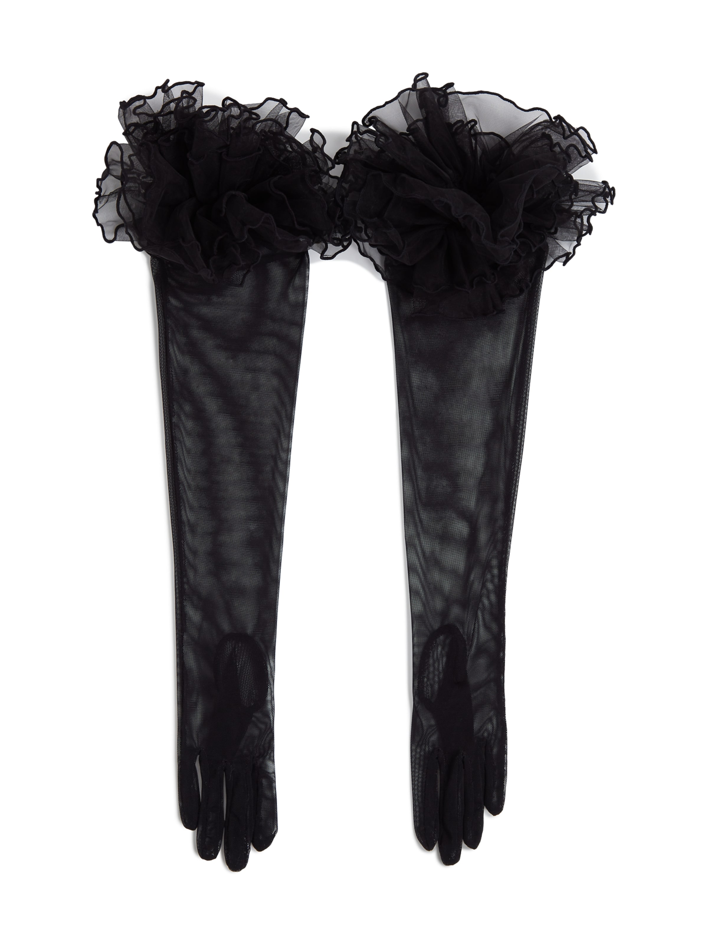 Karl Lagerfeld Rękawiczki pięciopalczaste 'SIGNATURE LONG RUFFLED' w kolorze czarnym, Podgląd produktu